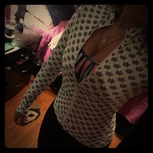 Cute crown zip up sweater