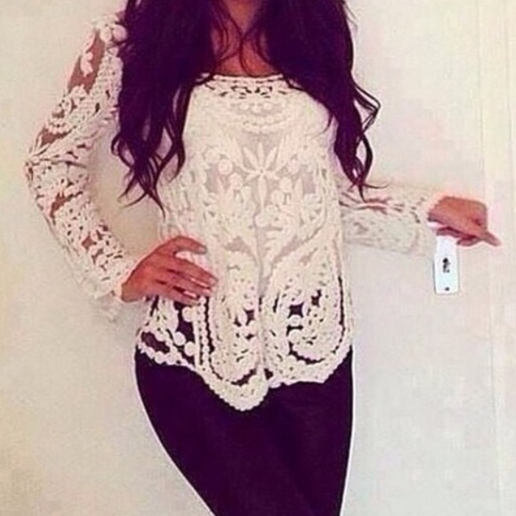 Tops - 🌟BLACK FRIDAY SALE🌟Crochet Lace Shirt 💋