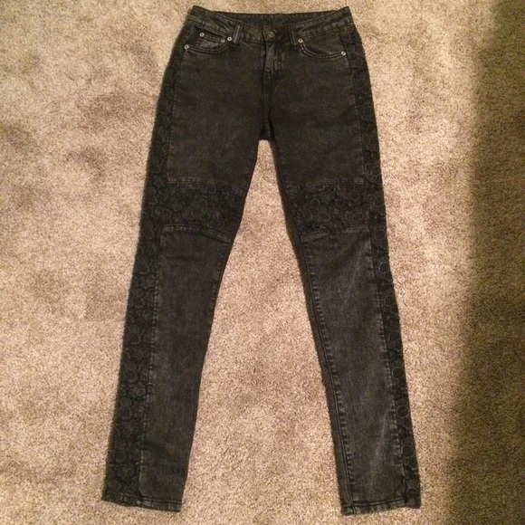 CARMAR charcoal lace biker jeans