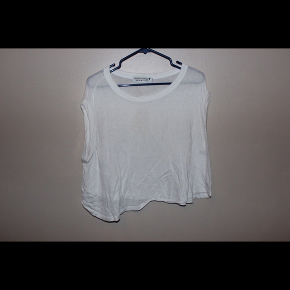 Cropped cuffed white crop top