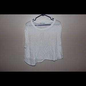 Cropped cuffed white crop top