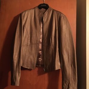 Alfani Bronze Metallic Leather Jacket