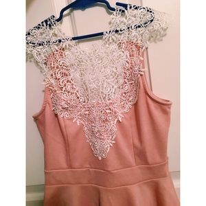 Light pink shirt w/ white lace