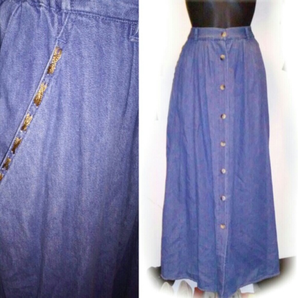Vintage Denim Circle Skirt Plus Size