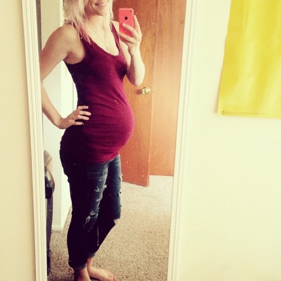 Maroon ruched side maternity tank top