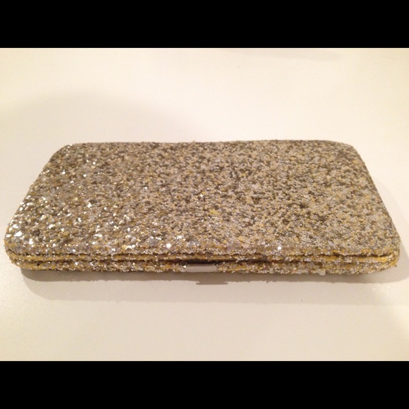 gold glitter clutch