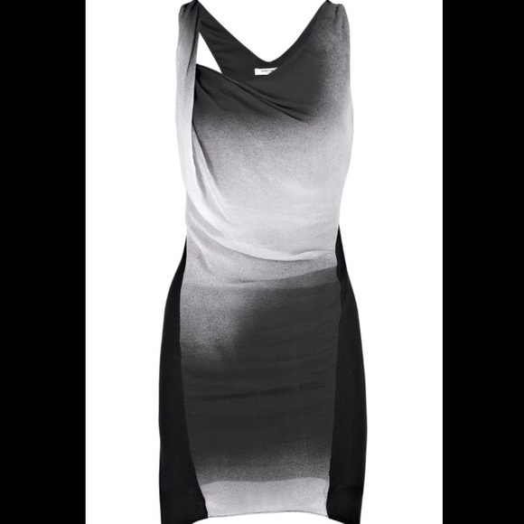 Helmet Lang black + white ombré spray jersey dress