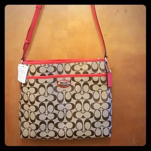 Coach crossbody with coral strap