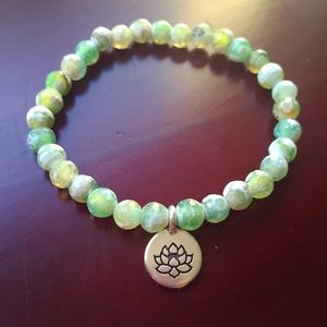 Gem Stone Sterling Silver Lotus Charm Bracelet