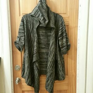 Gray & Black Hooded Cardigan