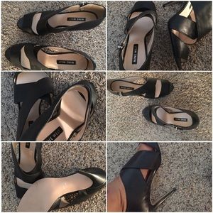 NINE WEST CRISS CROSS PEEP TOE PUMPS