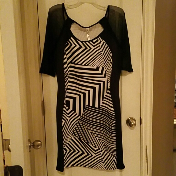 Black and white form fitting dress