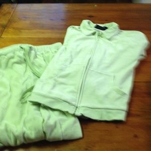 Jane Ashley velour sweat suit in lime green
