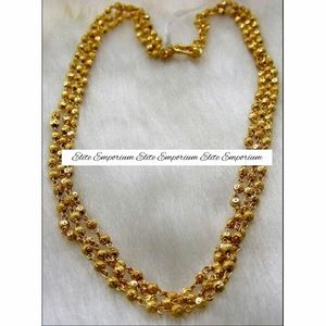 Gold Plated Necklace 3 Strand Middle Eastern