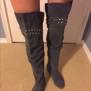 MIA 'Highness' Studded Over-the-knee Suede Boots