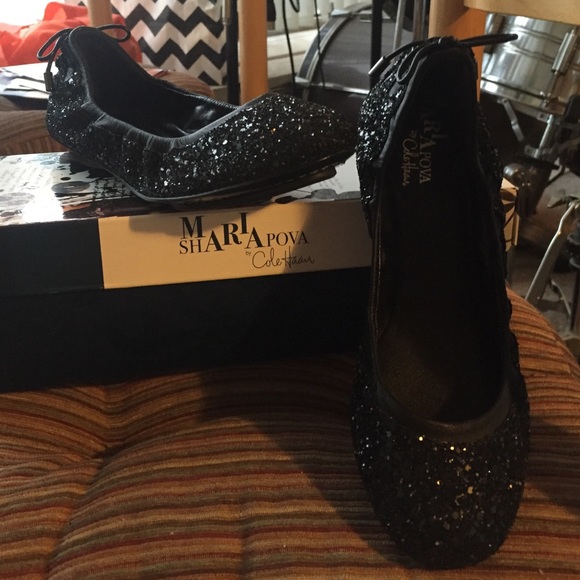 Black sparkly ballet flats