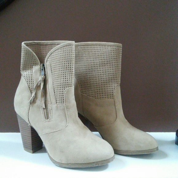 Stylish Nude faux suede booties***Never Worn!