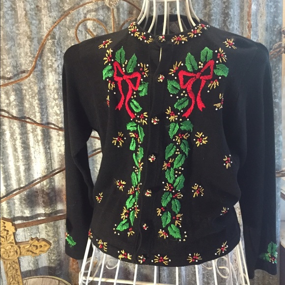 Vintage Sweaters - Vintage Ugly Christmas Sweater Cardigan  Size M