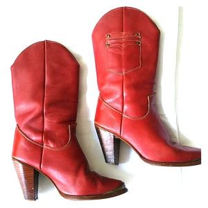 Zodiac vintage red leather boots