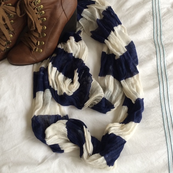 J. Crew Accessories - J.Crew blue and white striped infinity scarf