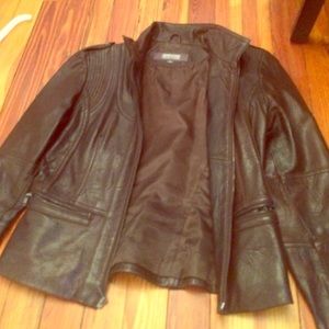 Chocolate brown Leather Moto Jacket