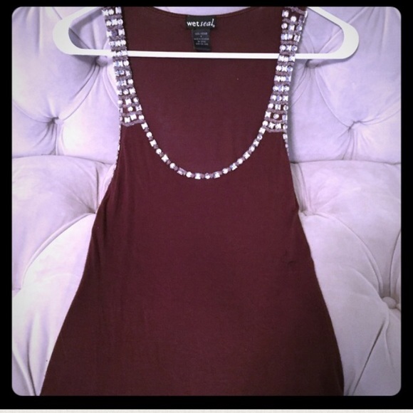 Brown embellished tank from Wet Seal