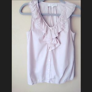 Loft Ruffle Button Down sleeveless blouse