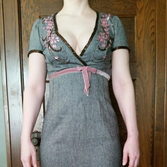 American Retro Dresses & Skirts - Gray Wool Rose Gold American Retro Dress sz 4