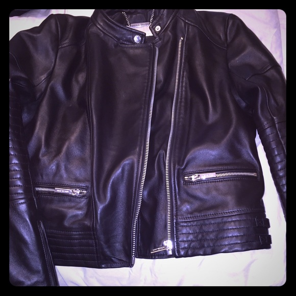 Michael Kors cropped Moro jacket leather, new