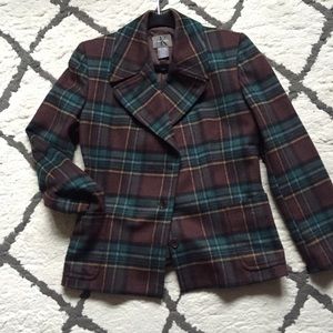 Calvin Klein plaid wool blazer