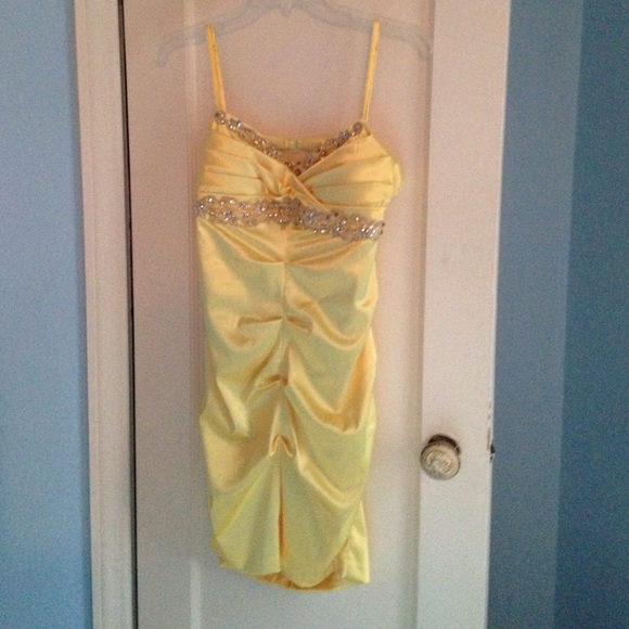 A yellow cocktail dress