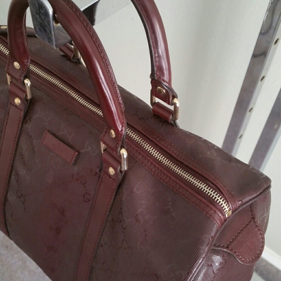 Burgandy canvas imprime gucci GG Boston bag tote - Picture 2 of 4