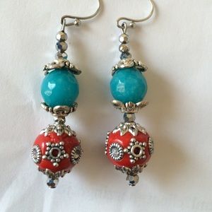 Glass bead earrings, handmade