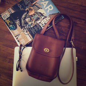 Vintage Coach Brown Leather Crossover Bag