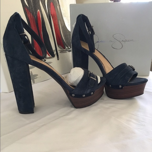 Jessica Simpson Navy Blue Suede Platform Sandals