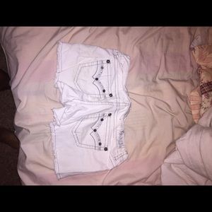 White jean shorts