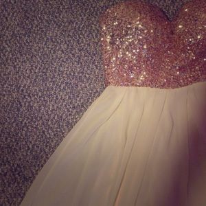 Gold Sparkly Strapless Dress