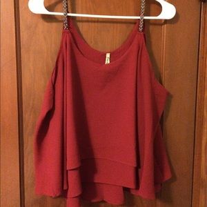 Red flow top with beaded straps