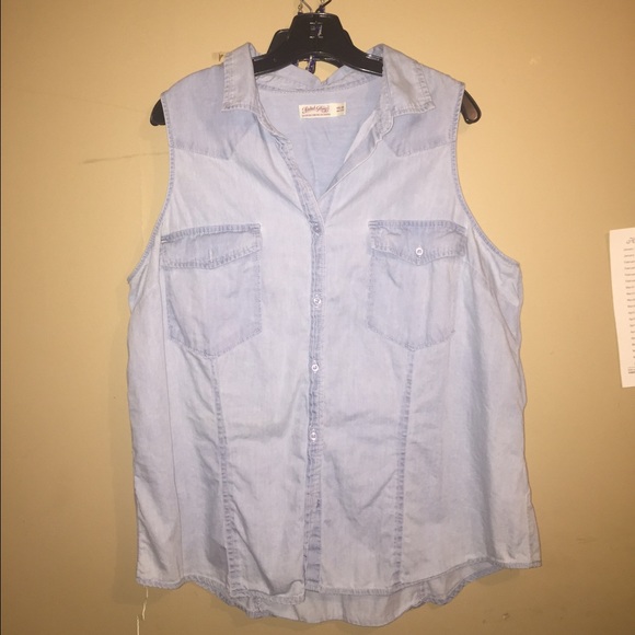 Soft Denim Vest/button Up Top