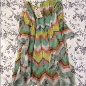 Multicolor shrug poncho knit cardigan