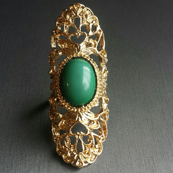 HOST PICK 3/9! Beautiful green/gold statement ring - Picture 4 of 4