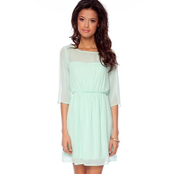Tobi Medium Mint Sheer Dress