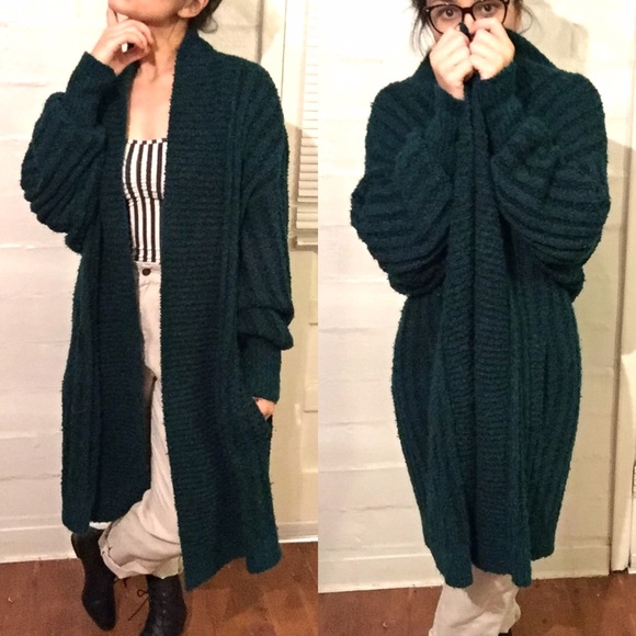 Vintage Sweaters - VINTAGE TURQUOISE OVERSIZED CARDIGAN!!!