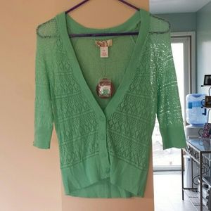 So brand seafoam green cropped cardigan