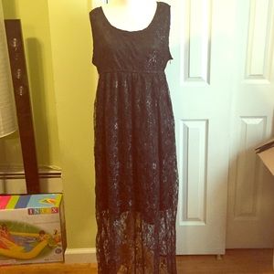 Black maxi lace dress