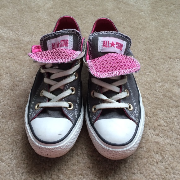 Converse All Star Gray and Pink Shoes - size 5