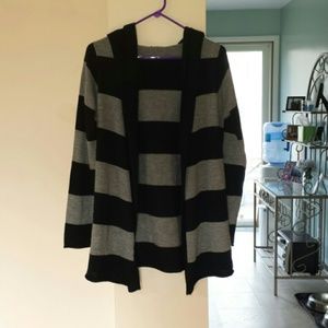 Striped hooded cardigan