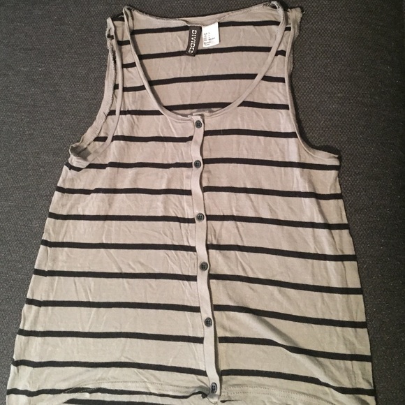 H&M tank gray and black stripe