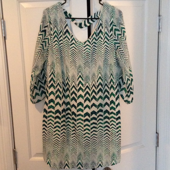 Green and White, chevron/arrow knee length dress