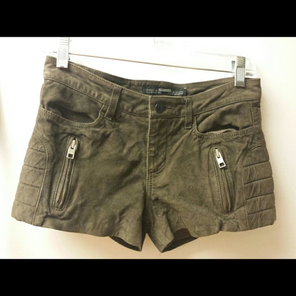 NEW $338 AllSaints Nash Biker Suede Shorts 2 0 - Picture 1 of 4